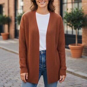 Stitch Fix Rust Open Front Cardigan Sweater With Lace-Up Detal Size Small